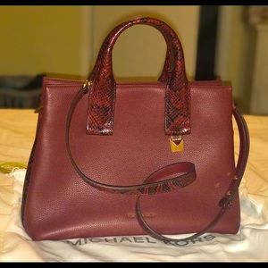 MICHAEL KORS LARGE “ROLLINS” PYTHON EMBOSSED SATCHEL